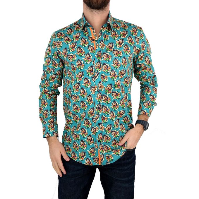 DANIEL BESSI Koszula męska HUGO fb038 kolorowa, wesoła gra | Sklep GriShop.eu | Koszule
