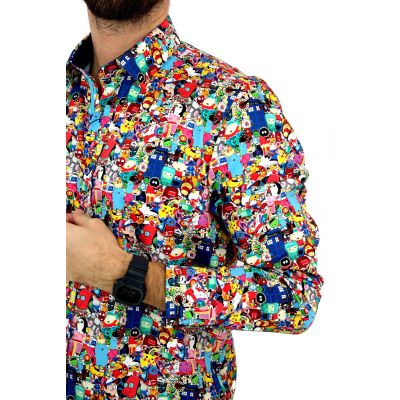 DANIEL BESSI Koszula męska fb043 postacie z gier, bajek, kolorowa, pokemon, mario, minecraft | Sklep GriShop.eu | Koszule