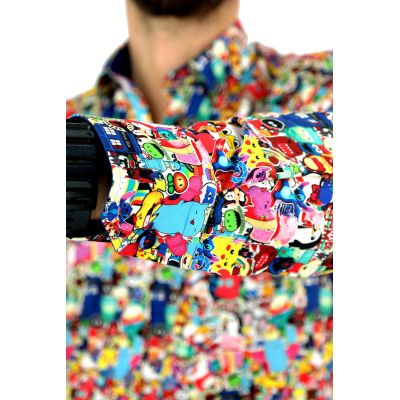 DANIEL BESSI Koszula męska fb043 postacie z gier, bajek, kolorowa, pokemon, mario, minecraft | Sklep GriShop.eu | Koszule