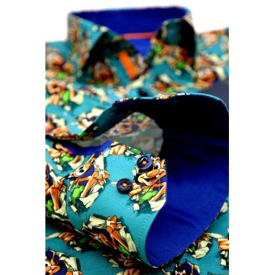 DANIEL BESSI Koszula męska HUGO fb038 kolorowa, wesoła gra | Sklep GriShop.eu | Koszule