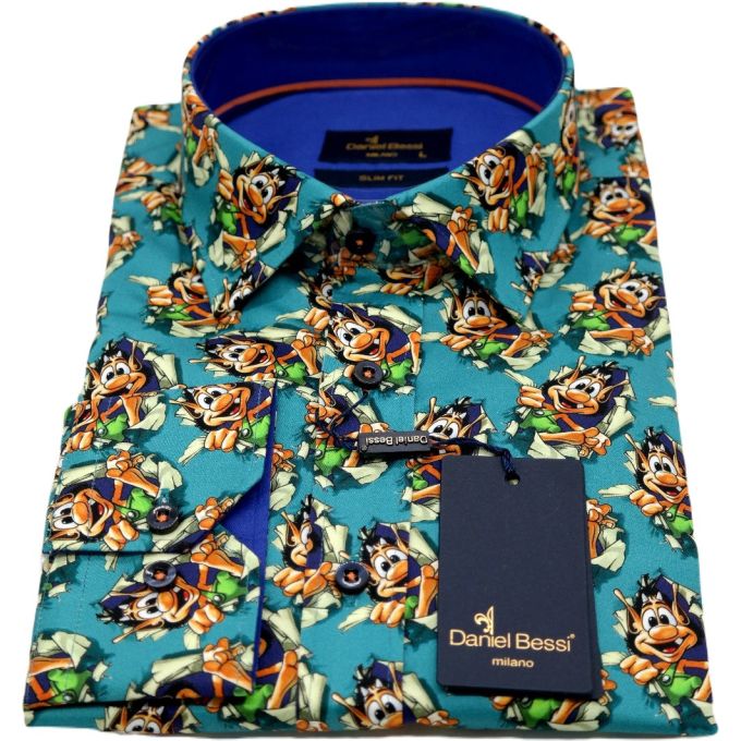 DANIEL BESSI Koszula męska HUGO fb038 kolorowa, wesoła gra | Sklep GriShop.eu | Koszule