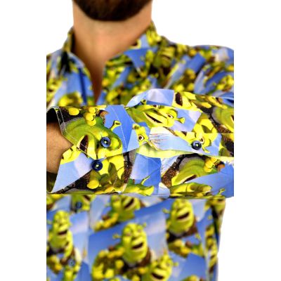 DANIEL BESSI Koszula męska fb090 bajka SHREK, wesoła | Sklep GriShop.eu | Koszule