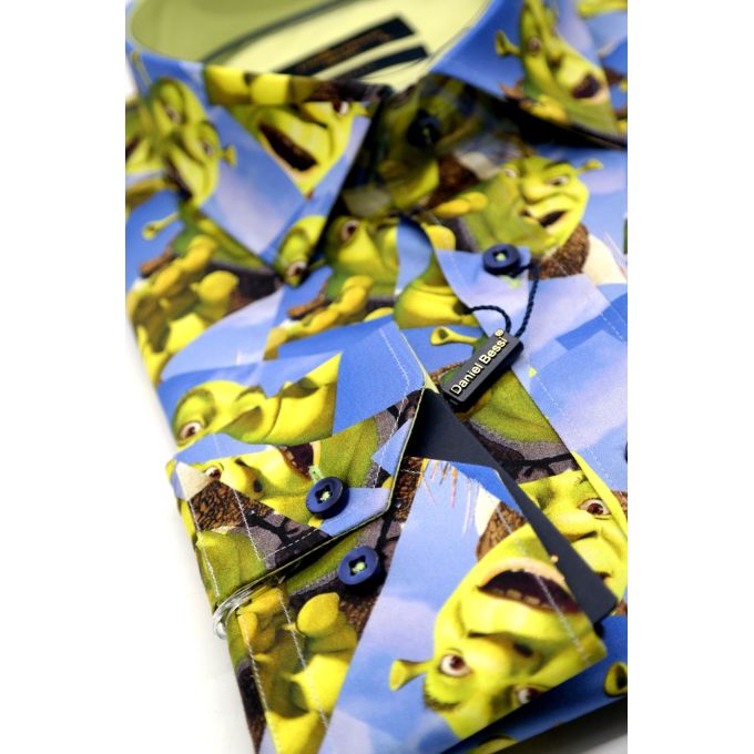 DANIEL BESSI Koszula męska fb090 bajka SHREK, wesoła | Sklep GriShop.eu | Koszule