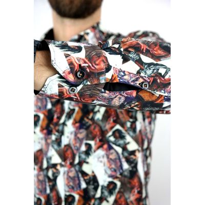 DANIEL BESSI Koszula męska fb050 zdjęcia, KOBIETA, beżowy, brązowy, biały | Sklep GriShop.eu | Koszule