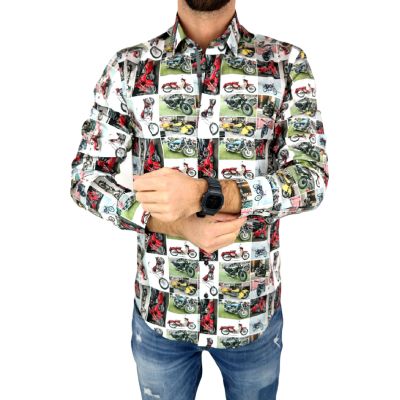 DANIEL BESSI Koszula męska fb063 kolorowa, MOTORY, choppery, motocykle | Sklep GriShop.eu | Koszule