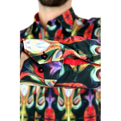 DANIEL BESSI Koszula męska fb080 kolorowa, WITRAŻE neony | Sklep GriShop.eu | Koszule
