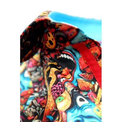 DANIEL BESSI Koszula męska fb049 kolorowa, wesoła, maska, twarz niebieska | Sklep GriShop.eu | Koszule