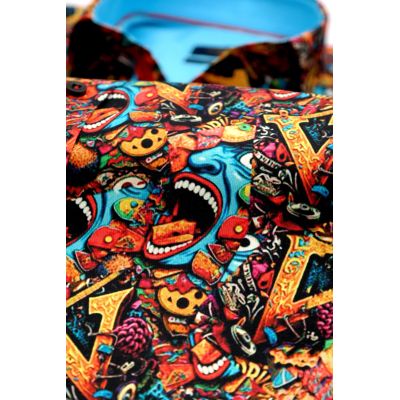 DANIEL BESSI Koszula męska fb049 kolorowa, wesoła, maska, twarz niebieska | Sklep GriShop.eu | Koszule