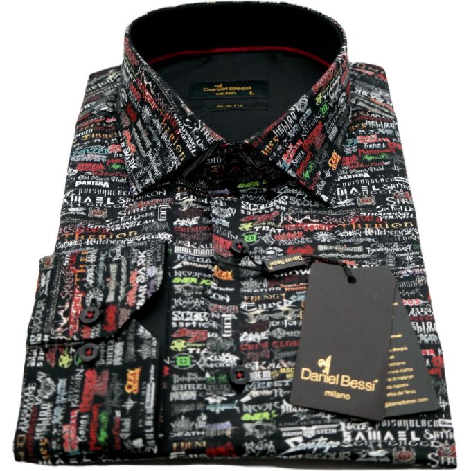 DANIEL BESSI Koszula męska fb091 zespoły muzyczne, czarna, rock, metal i inne | Sklep GriShop.eu | Koszule