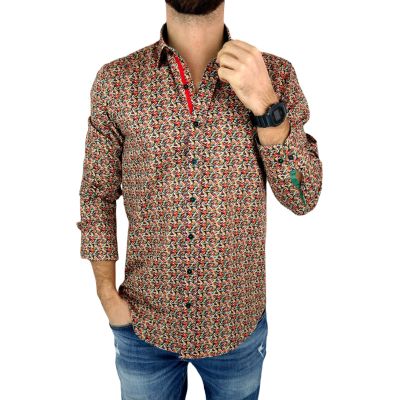 DANIEL BESSI Koszula męska fb033 podstawki pod piłki do golfa, kolorowa, wesoła | Sklep GriShop.eu | Koszule