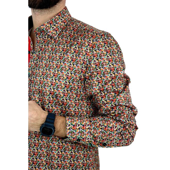 DANIEL BESSI Koszula męska fb033 podstawki pod piłki do golfa, kolorowa, wesoła | Sklep GriShop.eu | Koszule