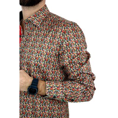 DANIEL BESSI Koszula męska fb033 podstawki pod piłki do golfa, kolorowa, wesoła | Sklep GriShop.eu | Koszule