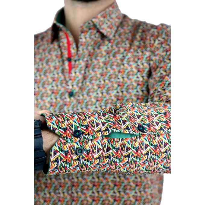 DANIEL BESSI Koszula męska fb033 podstawki pod piłki do golfa, kolorowa, wesoła | Sklep GriShop.eu | Koszule