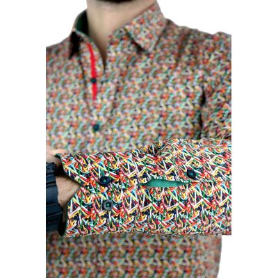 DANIEL BESSI Koszula męska fb033 podstawki pod piłki do golfa, kolorowa, wesoła | Sklep GriShop.eu | Koszule