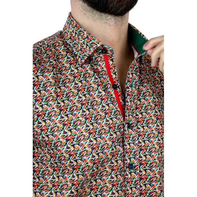 DANIEL BESSI Koszula męska fb033 podstawki pod piłki do golfa, kolorowa, wesoła | Sklep GriShop.eu | Koszule