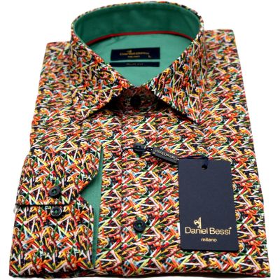 DANIEL BESSI Koszula męska fb033 podstawki pod piłki do golfa, kolorowa, wesoła | Sklep GriShop.eu | Koszule