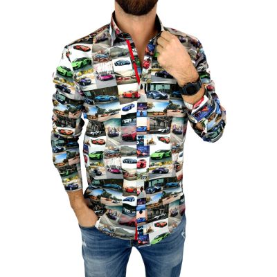 DANIEL BESSI Koszula męska fb028 super AUTA, samochody, kolorowa | Sklep GriShop.eu | Koszule