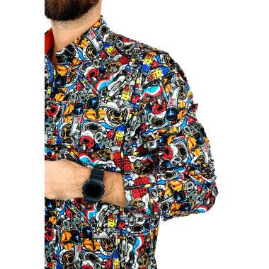 DANIEL BESSI Koszula męska fb070 mechanik, kolorowa, tuning, motoryzacja, części samochodowe | Sklep GriShop.eu | Koszule 2
