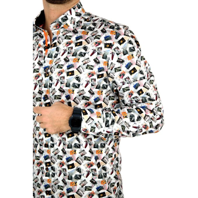 DANIEL BESSI Koszula męska fb074 motory, motocyklowe zbiorniki paliwa, zdjęcia | Sklep GriShop.eu | Koszule