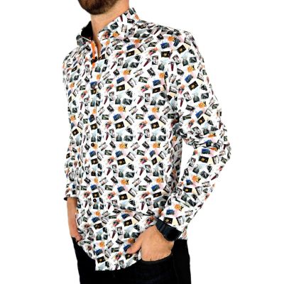 DANIEL BESSI Koszula męska fb074 motory, motocyklowe zbiorniki paliwa, zdjęcia | Sklep GriShop.eu | Koszule