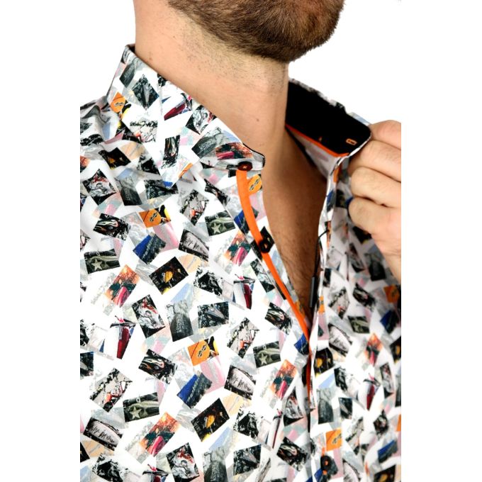 DANIEL BESSI Koszula męska fb074 motory, motocyklowe zbiorniki paliwa, zdjęcia | Sklep GriShop.eu | Koszule