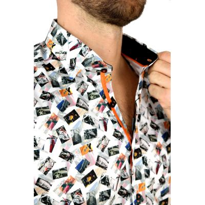 DANIEL BESSI Koszula męska fb074 motory, motocyklowe zbiorniki paliwa, zdjęcia | Sklep GriShop.eu | Koszule