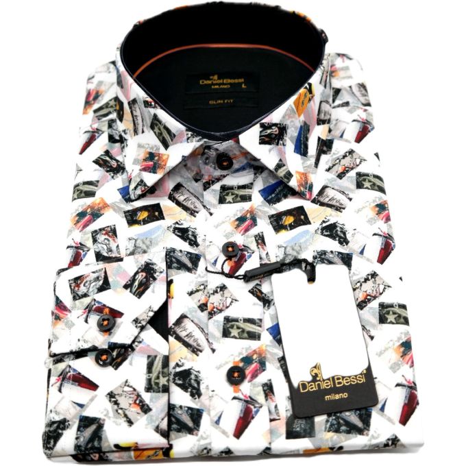 DANIEL BESSI Koszula męska fb074 motory, motocyklowe zbiorniki paliwa, zdjęcia | Sklep GriShop.eu | Koszule