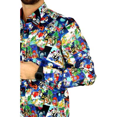 DANIEL BESSI Koszula męska fb069 kolorowa, wesoła, BAJKI, Kaczor Donald, Mickey Mouse i inne | Sklep GriShop.eu | Koszule