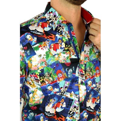DANIEL BESSI Koszula męska fb069 kolorowa, wesoła, BAJKI, Kaczor Donald, Mickey Mouse i inne | Sklep GriShop.eu | Koszule