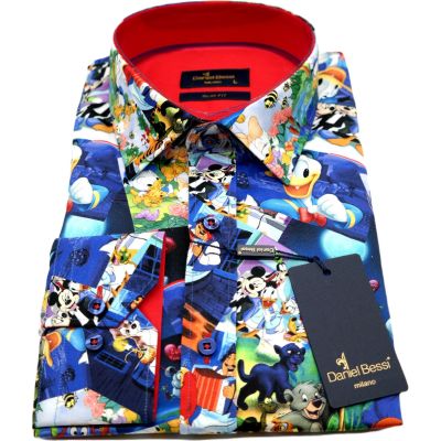 DANIEL BESSI Koszula męska fb069 kolorowa, wesoła, BAJKI, Kaczor Donald, Mickey Mouse i inne | Sklep GriShop.eu | Koszule