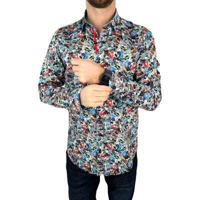 DANIEL BESSI Koszula męska fb030 kolorowa w samochody, GARBUS, Vegas, auta | Sklep GriShop.eu | Koszule