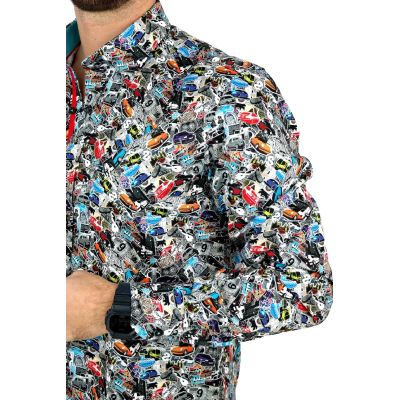 DANIEL BESSI Koszula męska fb030 kolorowa w samochody, GARBUS, Vegas, auta | Sklep GriShop.eu | Koszule
