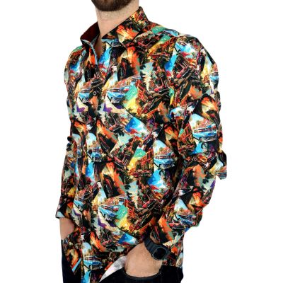 DANIEL BESSI Koszula męska fb083 w zdjęcia, CUBA, auta, kolorowa, miasto | Sklep GriShop.eu | Koszule