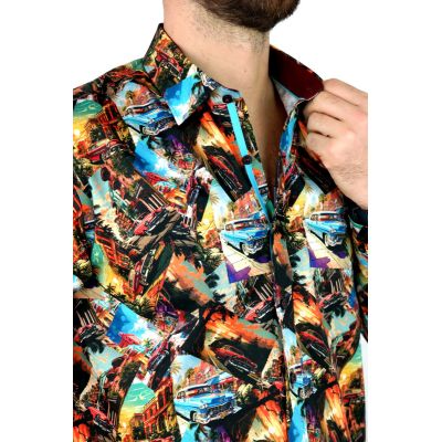 DANIEL BESSI Koszula męska fb083 w zdjęcia, CUBA, auta, kolorowa, miasto | Sklep GriShop.eu | Koszule