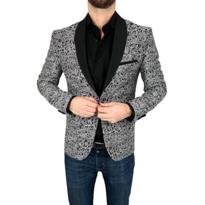 MACKTEN Marynarka męska C4 elegancka, srebrna, imprezowa, eksluzywna | Sklep GriShop.eu | Marynarki