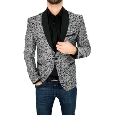 MACKTEN Marynarka męska C4 elegancka, srebrna, imprezowa, eksluzywna | Sklep GriShop.eu | Marynarki