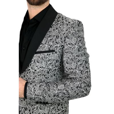 MACKTEN Marynarka męska C4 elegancka, srebrna, imprezowa, eksluzywna | Sklep GriShop.eu | Marynarki