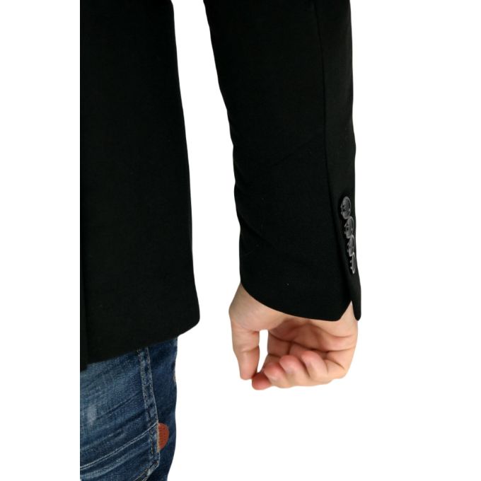 MACKTEN Marynarka męska czarna C1 elegancka, elegancka złota lamówka | Sklep GriShop.eu | Marynarki