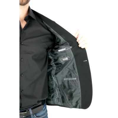 MACKTEN Marynarka męska czarna C1 elegancka, elegancka złota lamówka | Sklep GriShop.eu | Marynarki