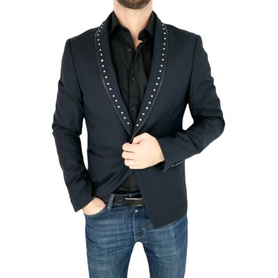 ROSS CARRA Marynarka męska granatowa RC8 elegancka, ozdobne ćwieki | Sklep GriShop.eu | Marynarki
