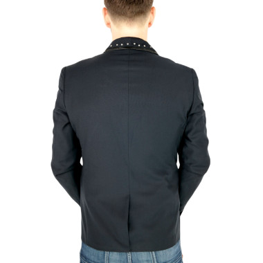 ROSS CARRA Marynarka męska granatowa RC8 elegancka, ozdobne ćwieki