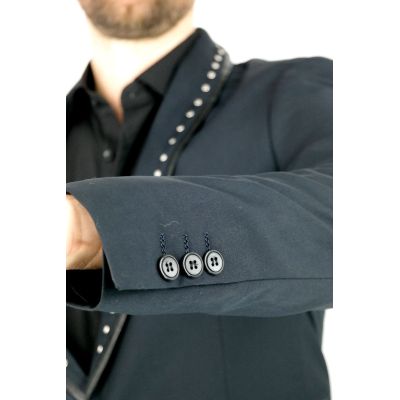 ROSS CARRA Marynarka męska granatowa RC8 elegancka, ozdobne ćwieki | Sklep GriShop.eu | Marynarki