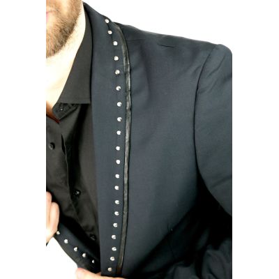 ROSS CARRA Marynarka męska granatowa RC8 elegancka, ozdobne ćwieki | Sklep GriShop.eu | Marynarki