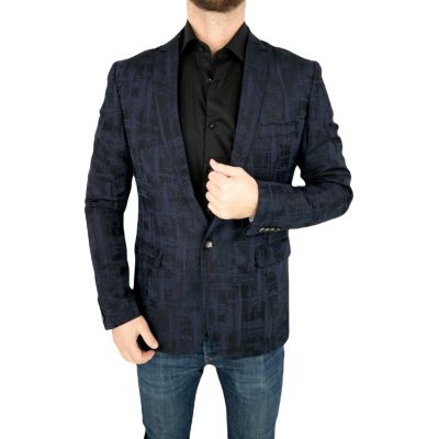 ROSS CARRA Marynarka męska granatowa RC1 elegancka, kratka | Sklep GriShop.eu | Marynarki