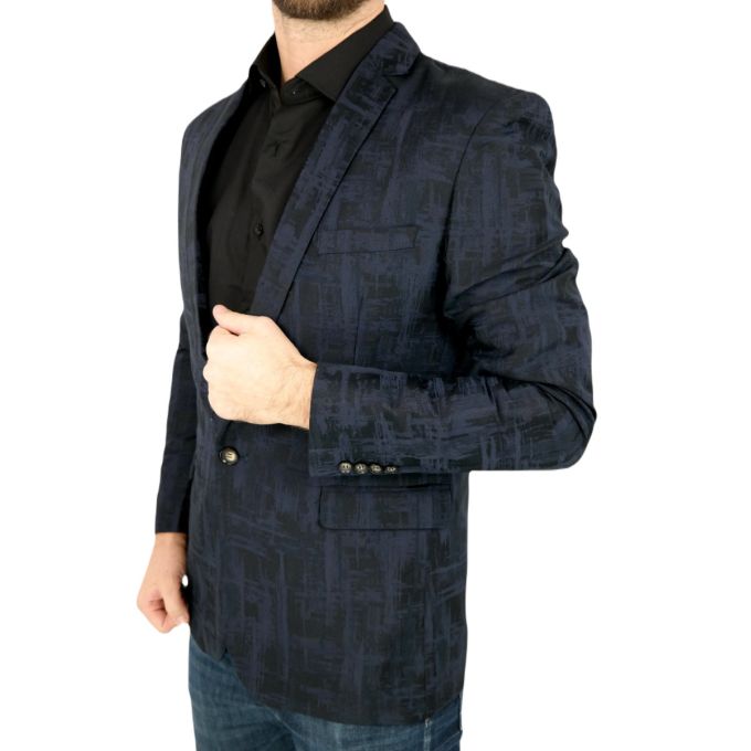 ROSS CARRA Marynarka męska granatowa RC1 elegancka, kratka | Sklep GriShop.eu | Marynarki