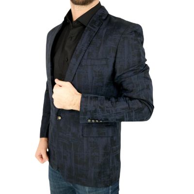ROSS CARRA Marynarka męska granatowa RC1 elegancka, kratka | Sklep GriShop.eu | Marynarki