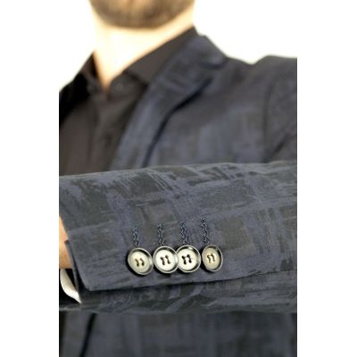 ROSS CARRA Marynarka męska granatowa RC1 elegancka, kratka | Sklep GriShop.eu | Marynarki