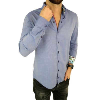 R2 AMSTERDAM Koszula męska 014 niebieska | Sklep GriShop.eu | Koszule