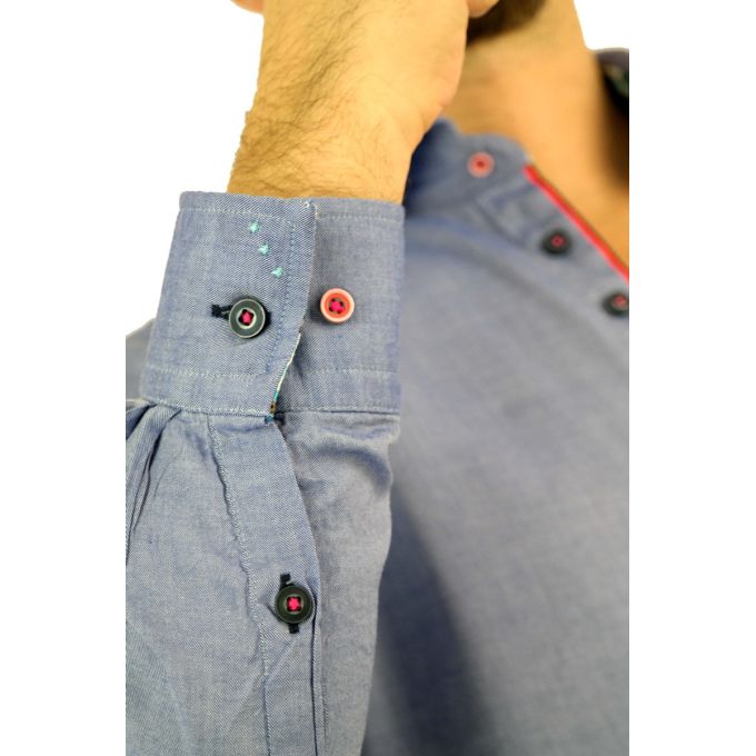 R2 AMSTERDAM Koszula męska 014 niebieska | Sklep GriShop.eu | Koszule