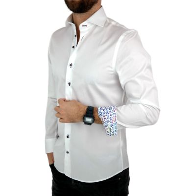 R2 AMSTERDAM Koszula męska 004 biała | Sklep GriShop.eu | Koszule